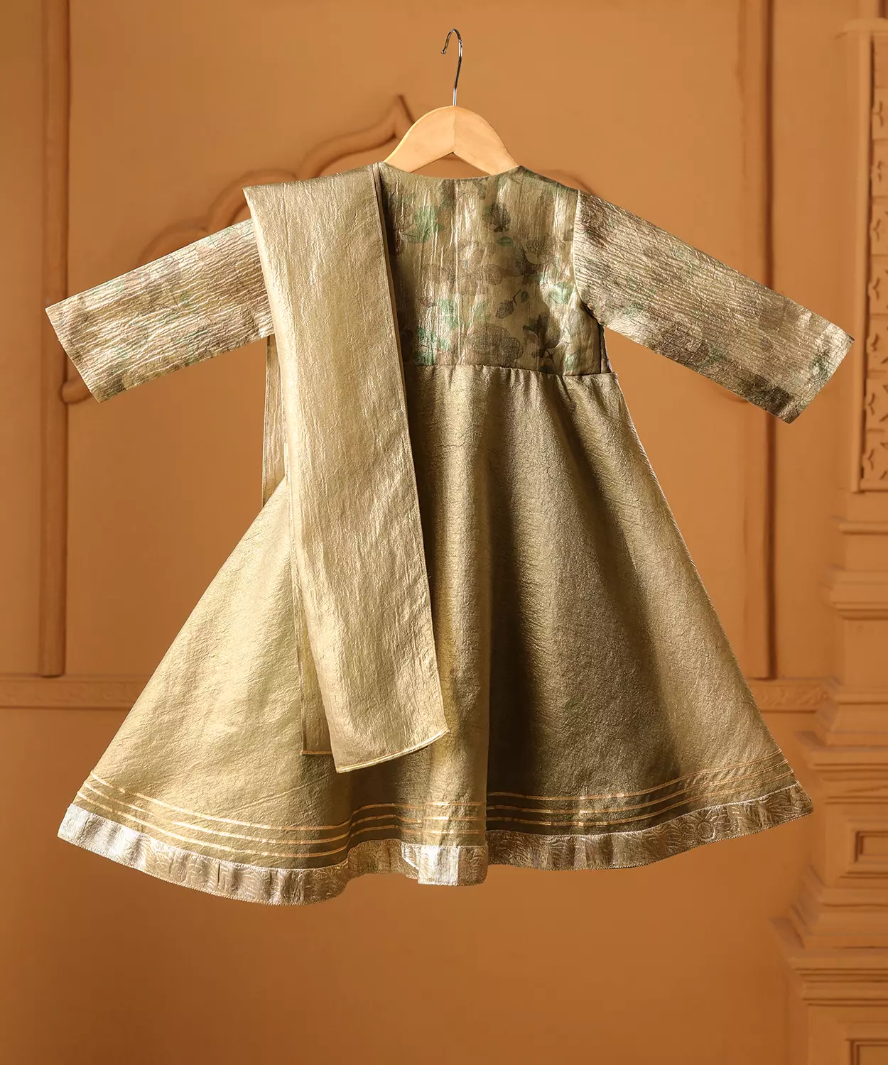 Zeenat Gold Wrap Angrakha Dress Set