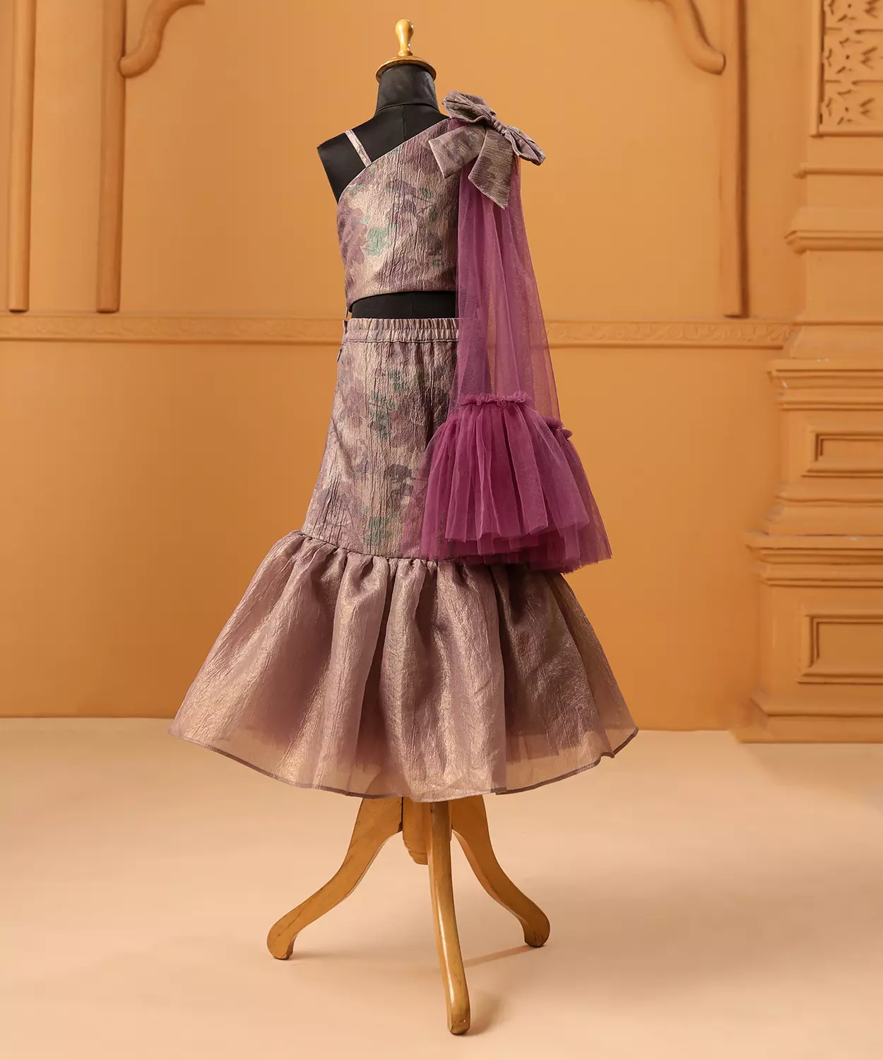 Amethyst Mirage One-Shoulder Skirt Set