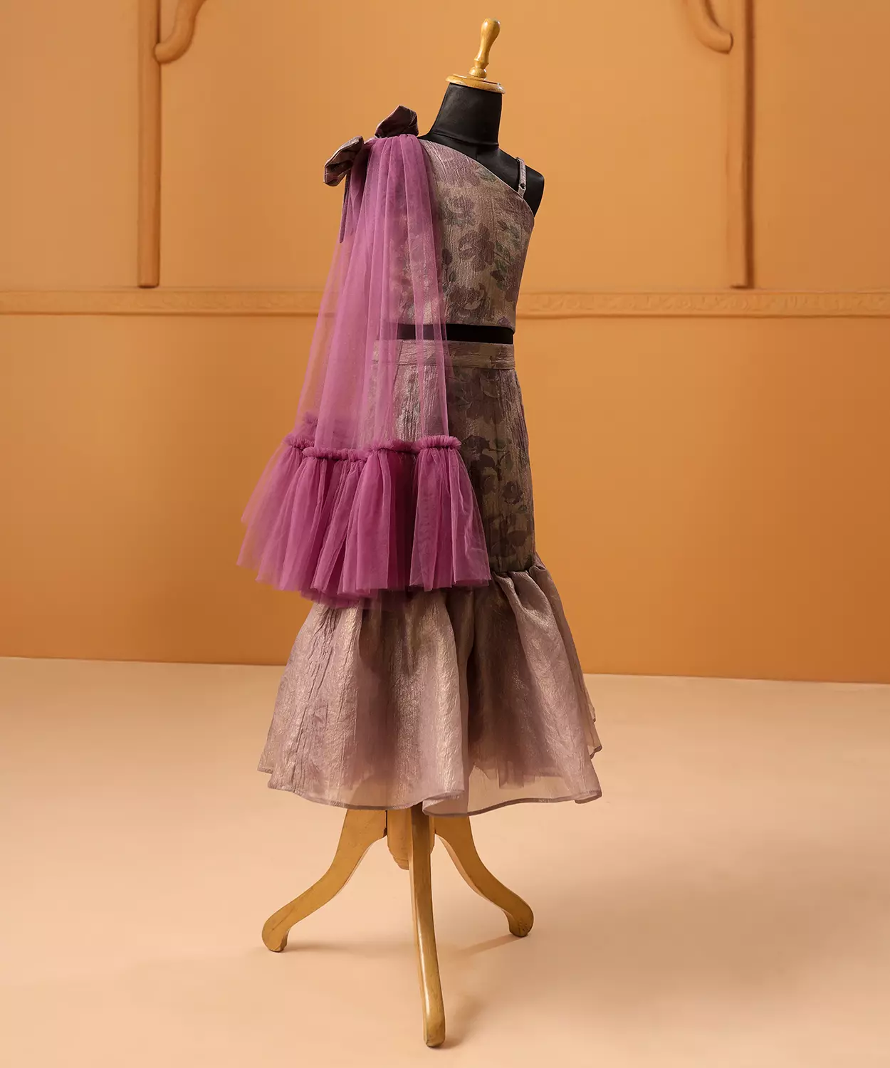 Amethyst Mirage One-Shoulder Skirt Set