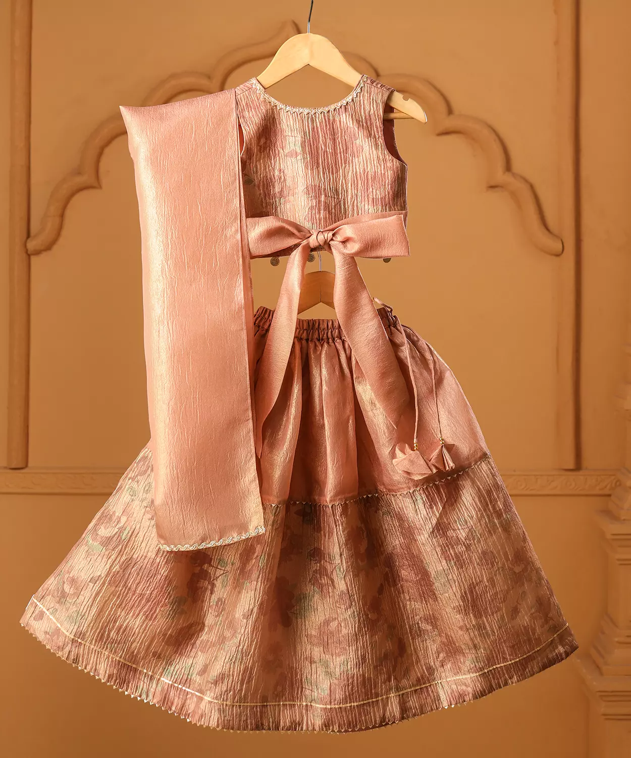 Blush Pink Reversible Bow Lehenga Set