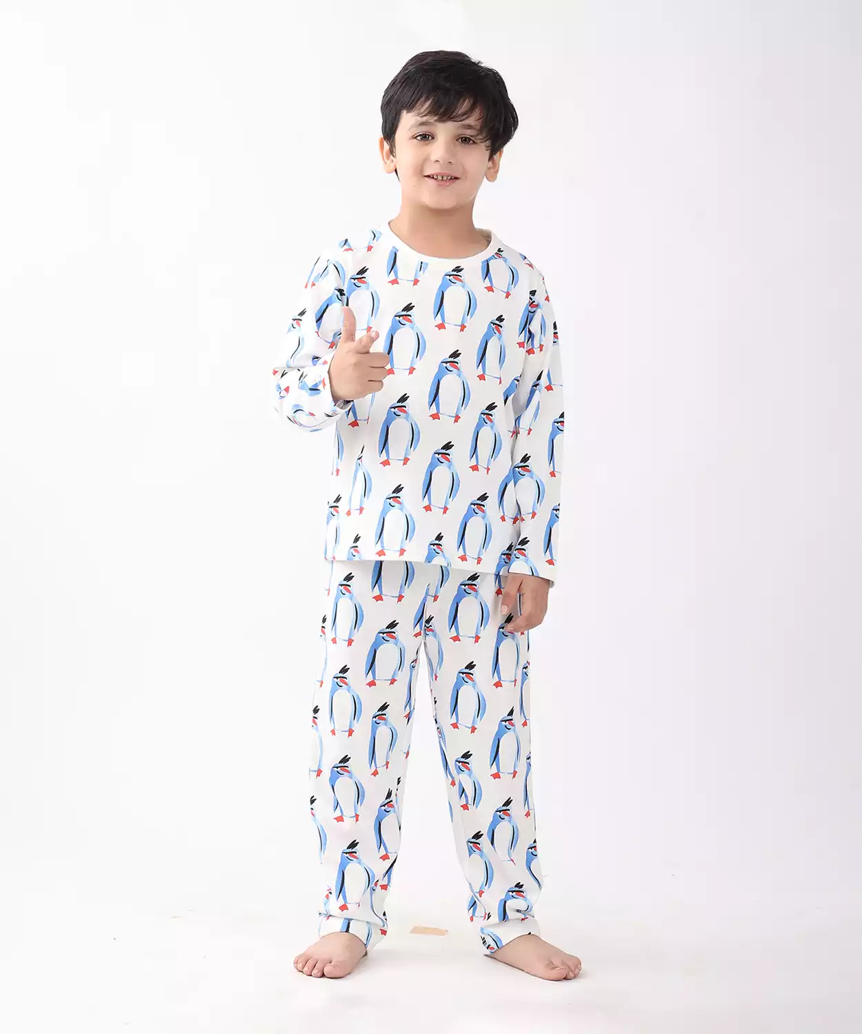 Penguin Long Sleeve Pyjama Set -White