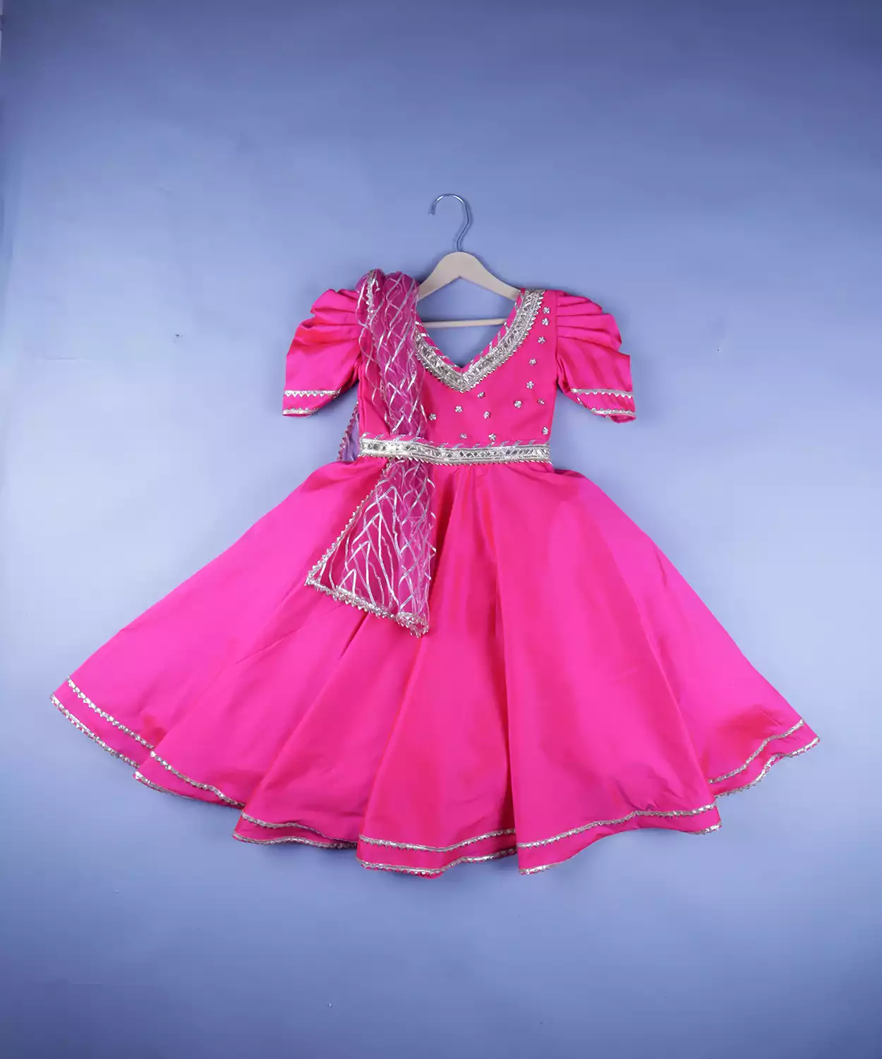 Rani Anarkali Kurti Full Length With Gotta Patti And Net Dupatta