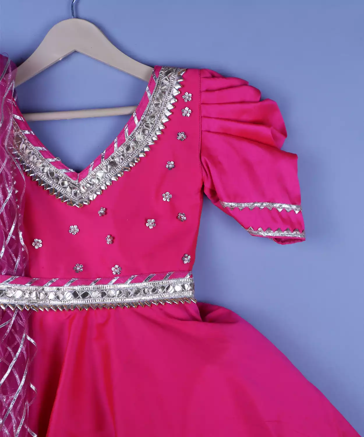 Rani Anarkali Kurti Full Length With Gotta Patti And Net Dupatta