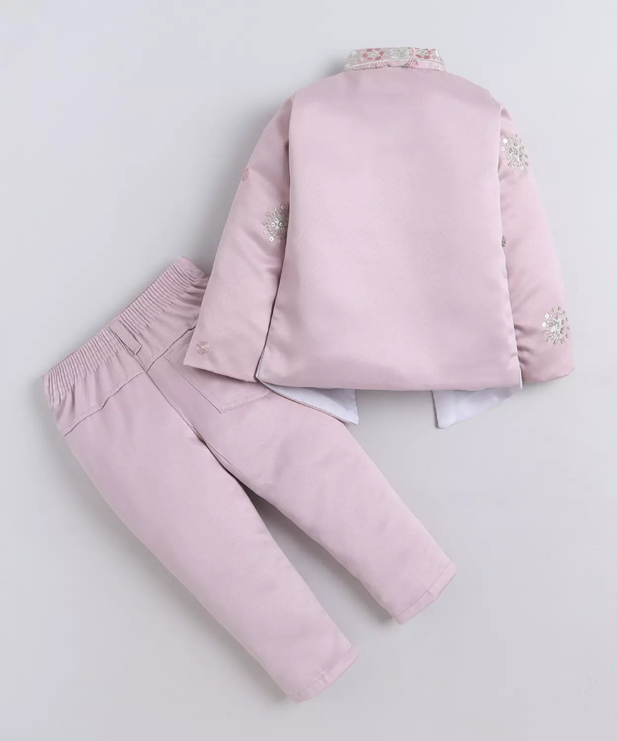 Floral Embroidered Sequined Sherwani & Trouser Set With Shrug