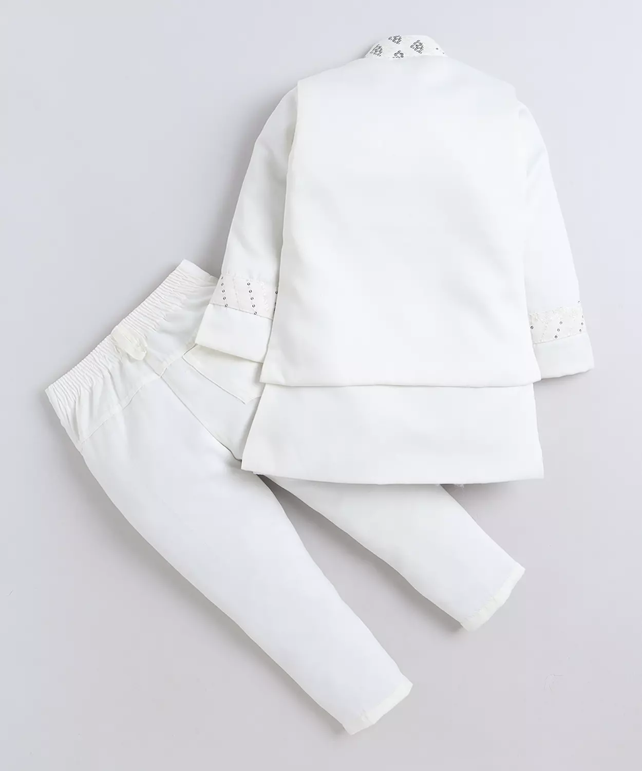 Cotton Blend Chevron Embroidered Sequined Sherwani & Trouser Set With Jacket