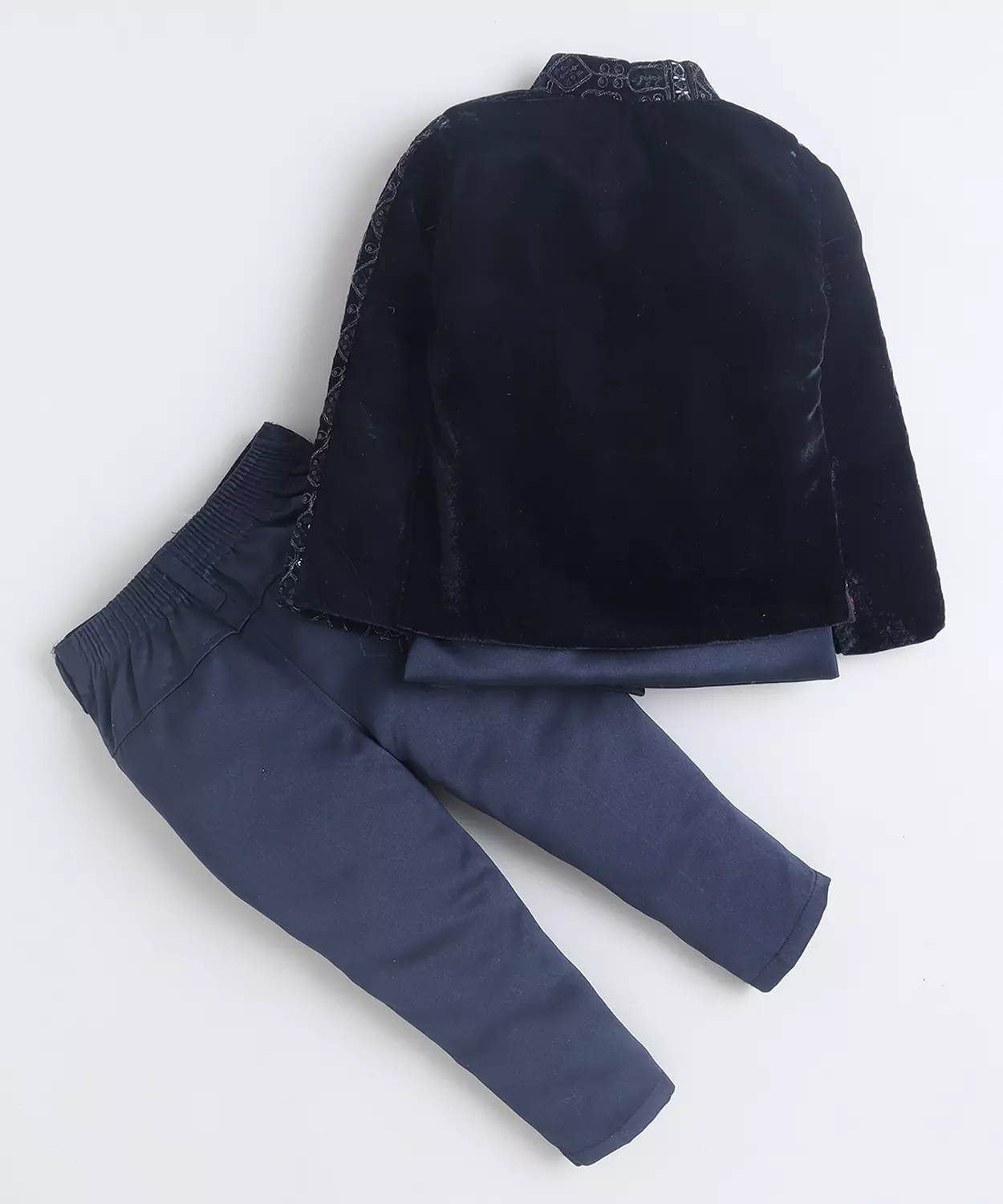 Velvet Geometric Embroidered Sequined Sherwani & Trouser Set With Shrug