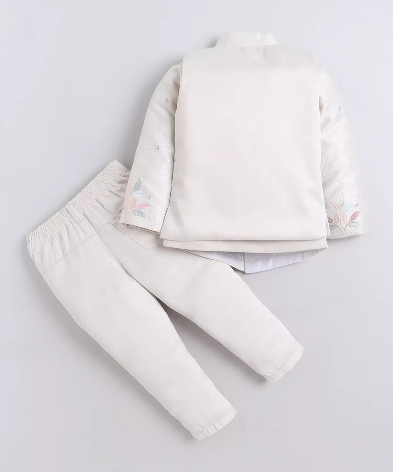 Floral Embroidered Sequined Sherwani & Trouser Set With Jacket