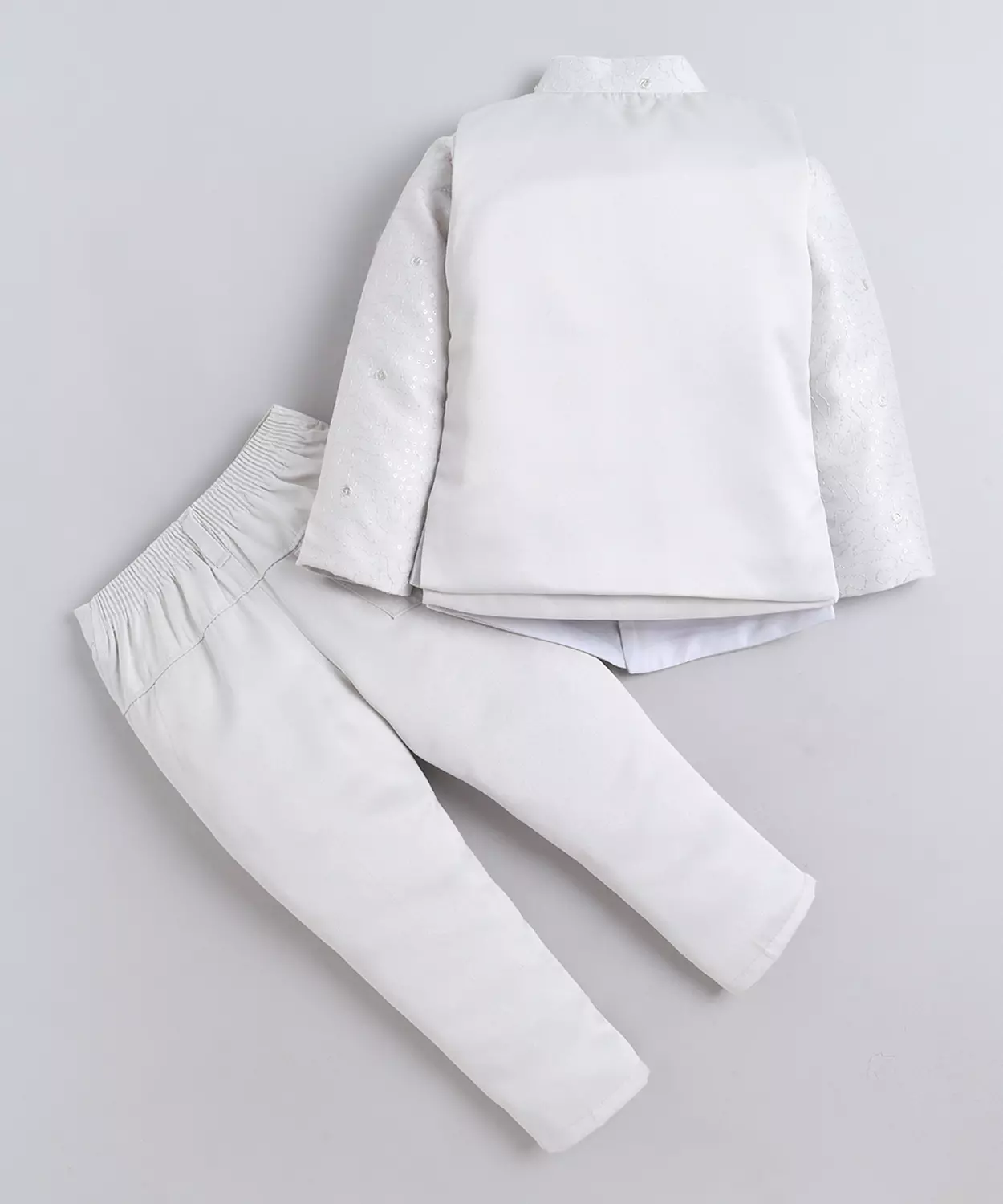 Floral Embroidered Sequined Sherwani & Trouser Set With Jacket