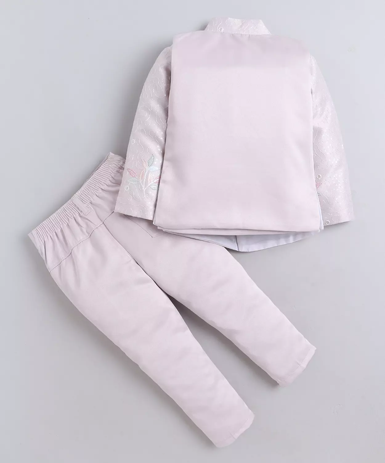 Floral Embroidered Sequined Sherwani & Trouser Set With Jacket