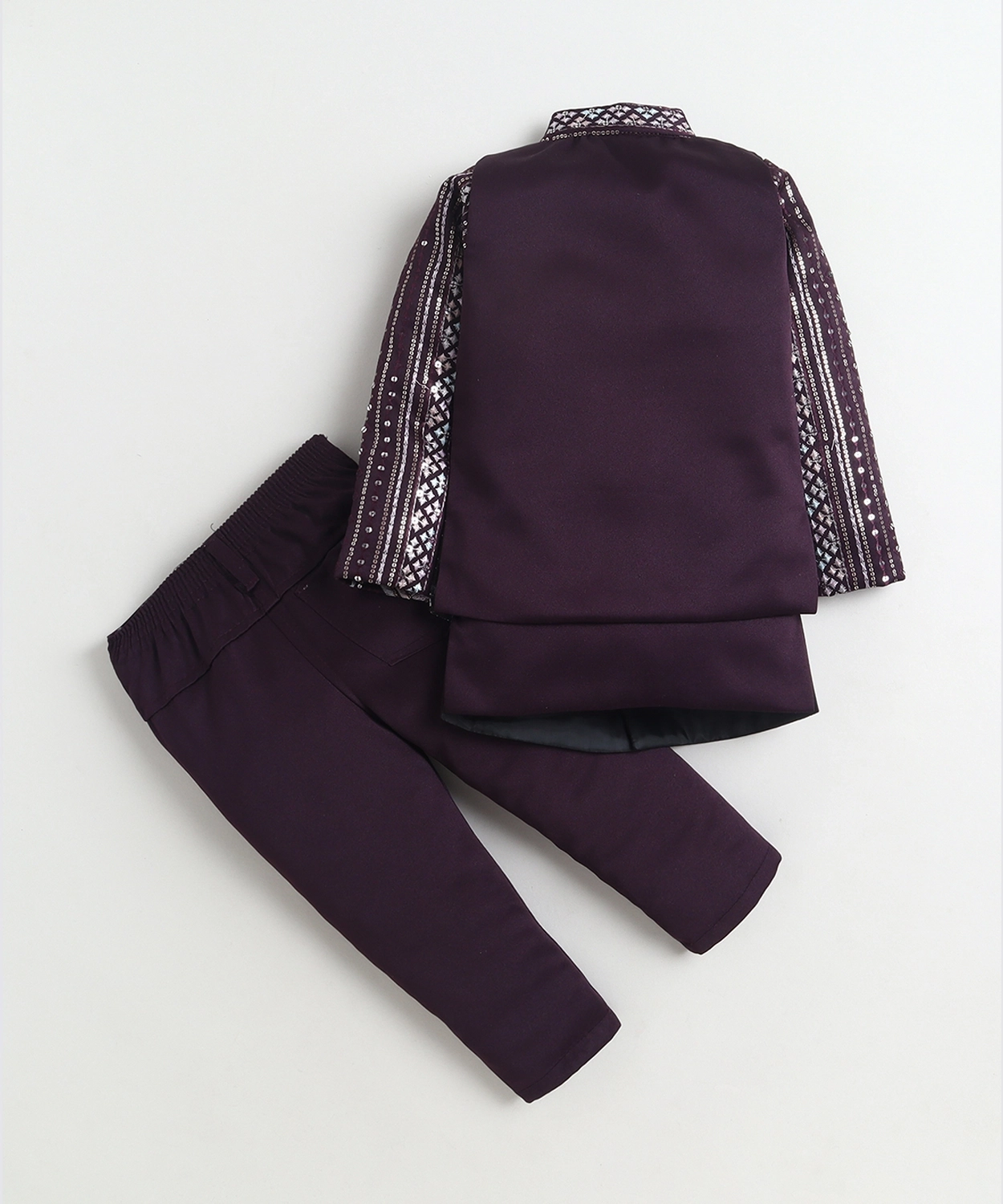 Zigzag Embroidered Sequined Sherwani & Trouser Set With Shrug