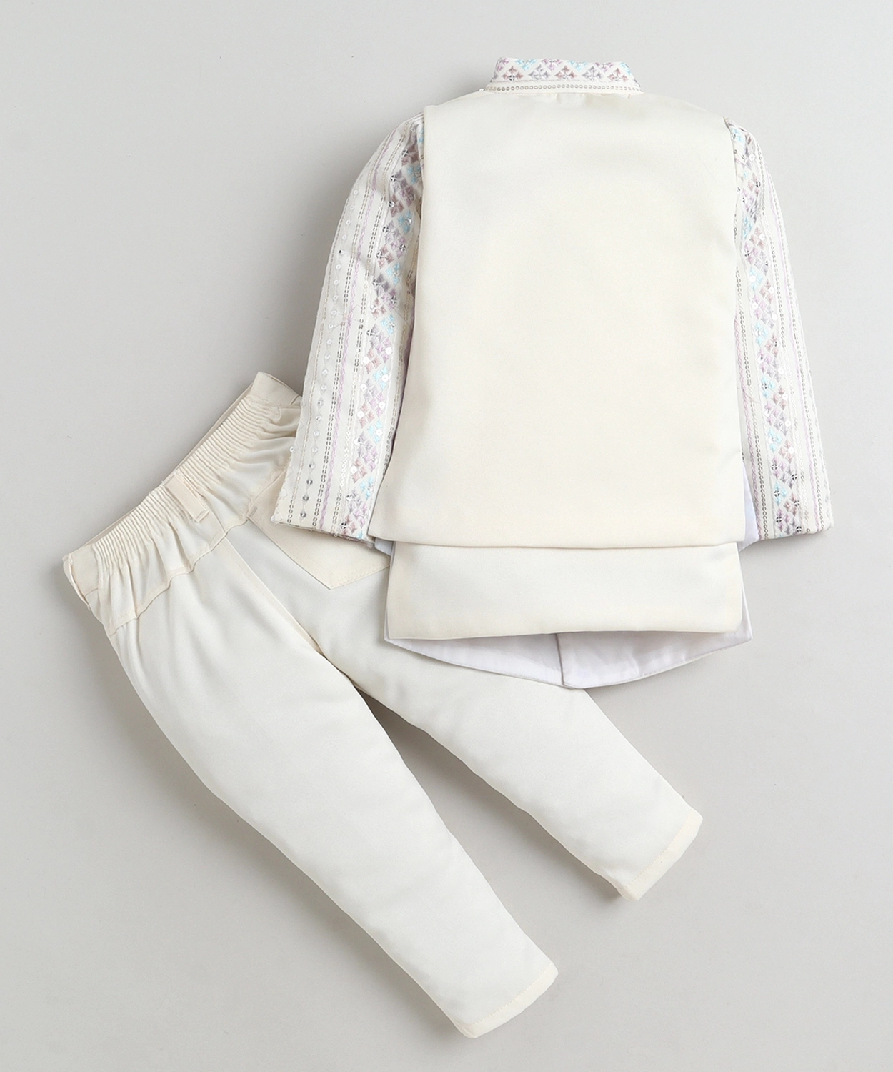 Zigzag Embroidered Sequined Sherwani & Trouser Set With Shrug