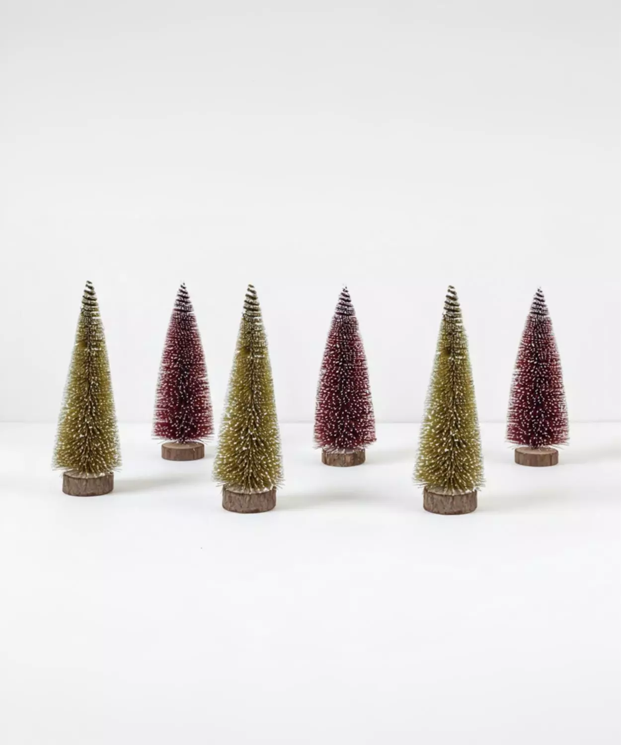 Selene, Pack Of 6 Premium Red And Gold Miniature Bottle Brush Trees