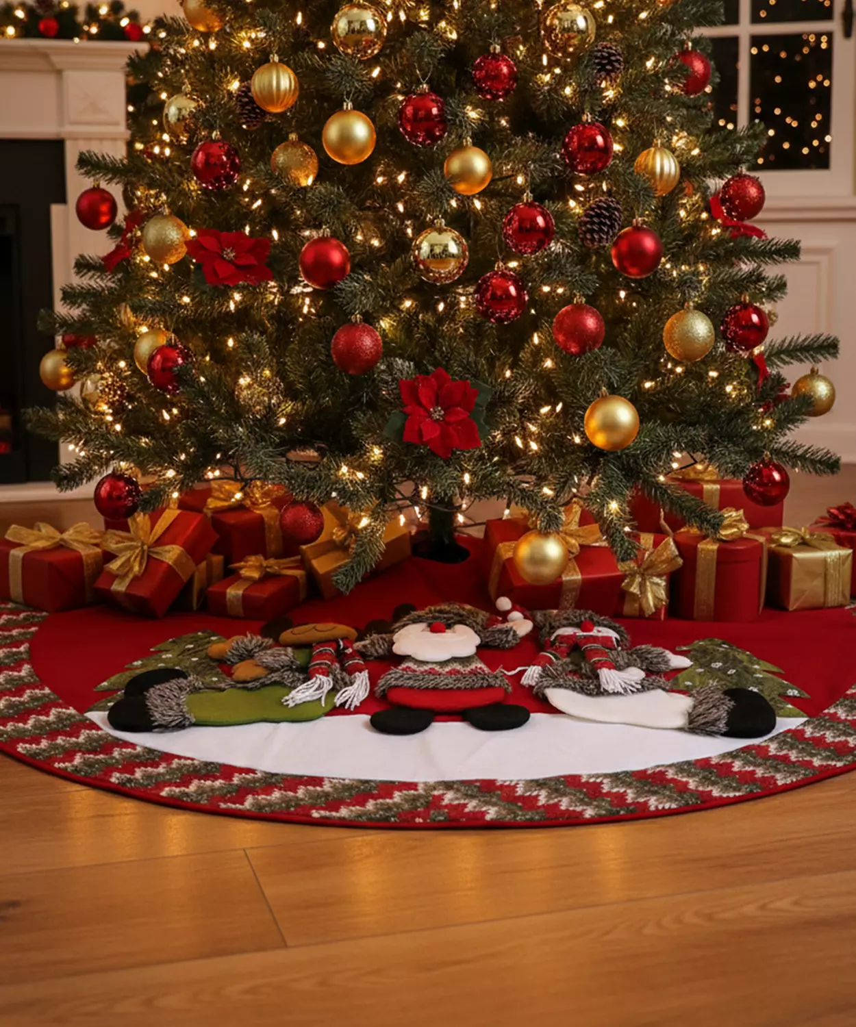 Smitten, The Enchanting Whimsical Winter Friends Appliqued Christmas Tree Skirt