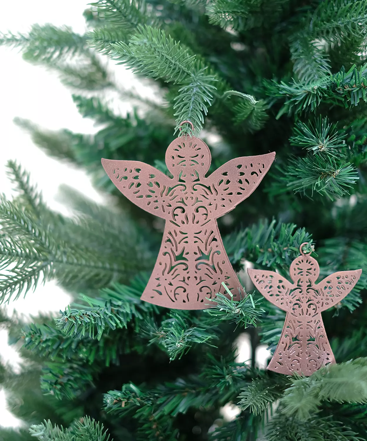 Pack Of 2 Filigree Peace Angel Christmas Tree Ornaments- ELENA