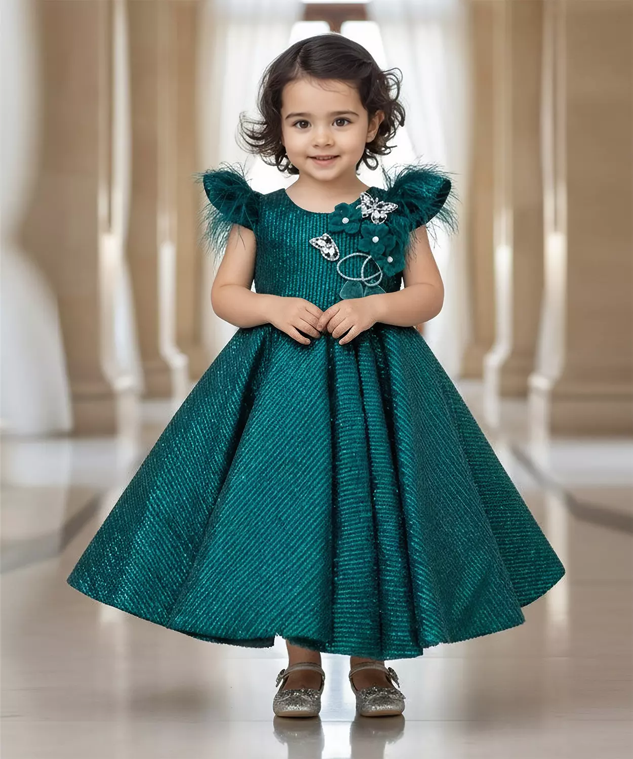 Green Sequence Embroidery Gown