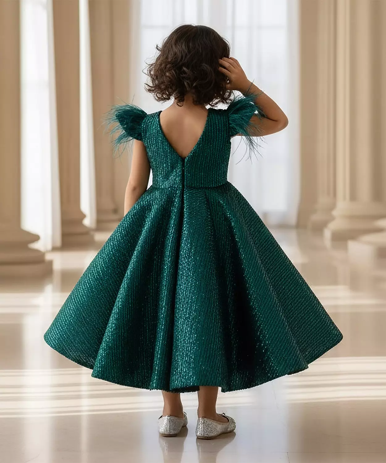 Green Sequence Embroidery Gown