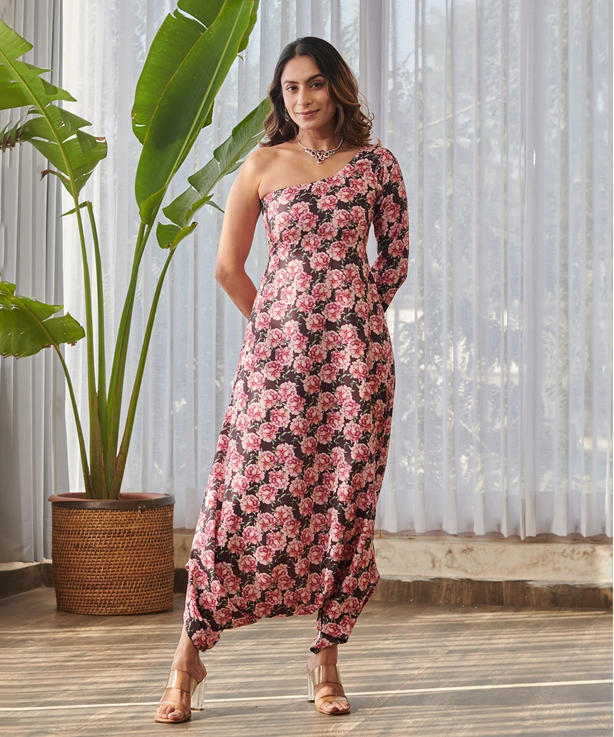 Raisin One-Shoulder Dhoti Jumpsuit