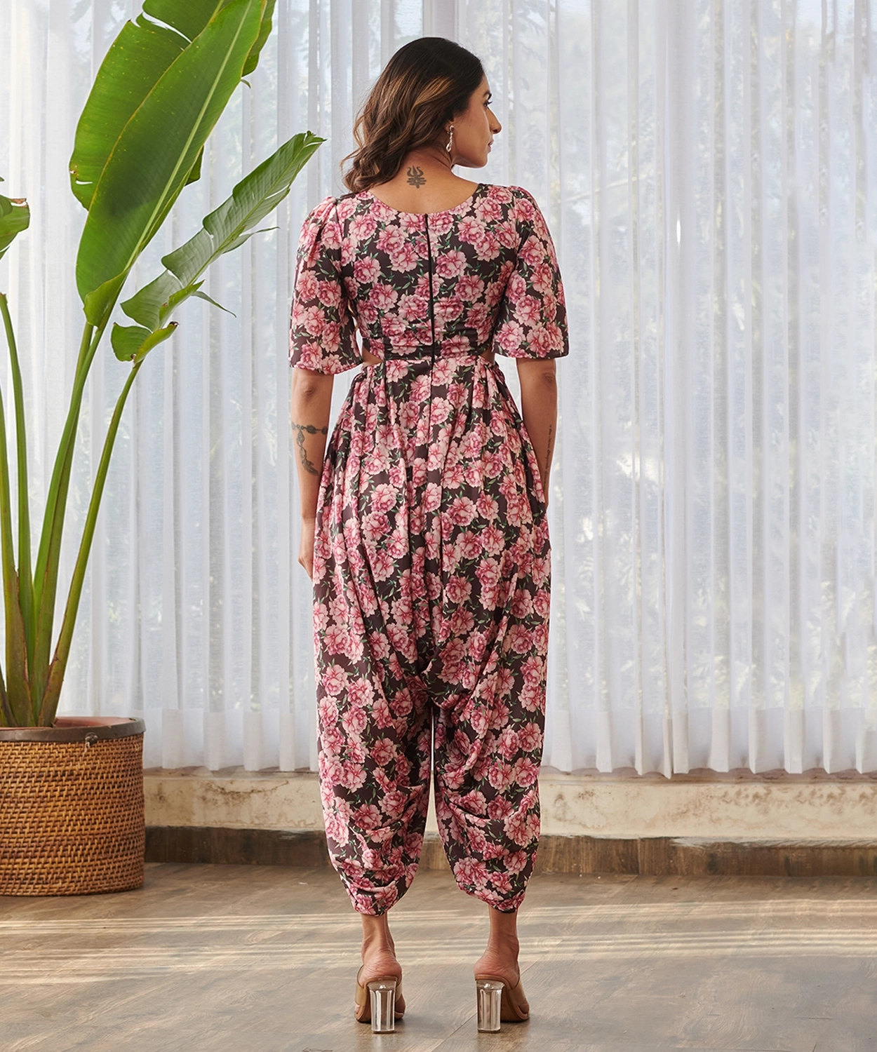 Burgundy Diamond Cut Jumpsuit