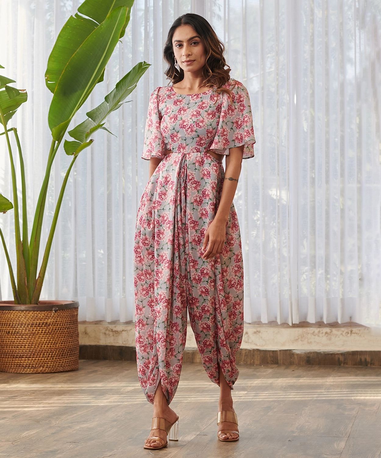 Pale Grey Diamond Cut Jumpsuit