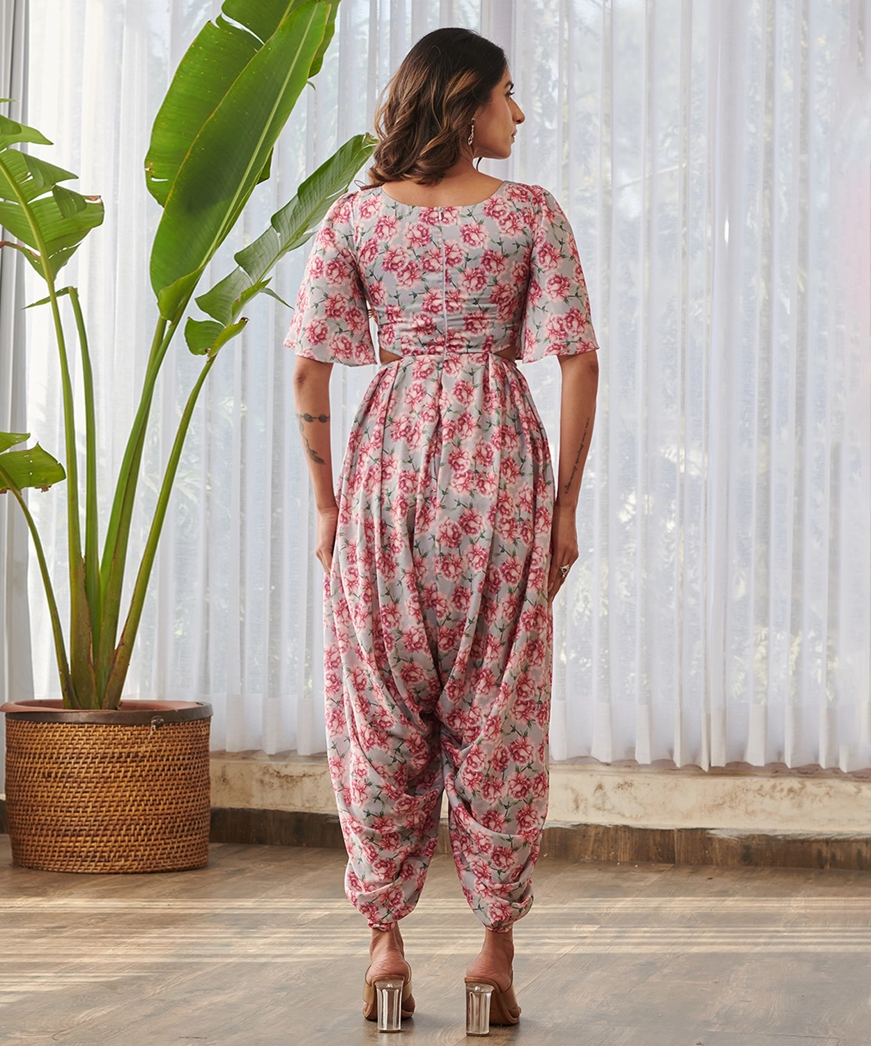 Pale Grey Diamond Cut Jumpsuit