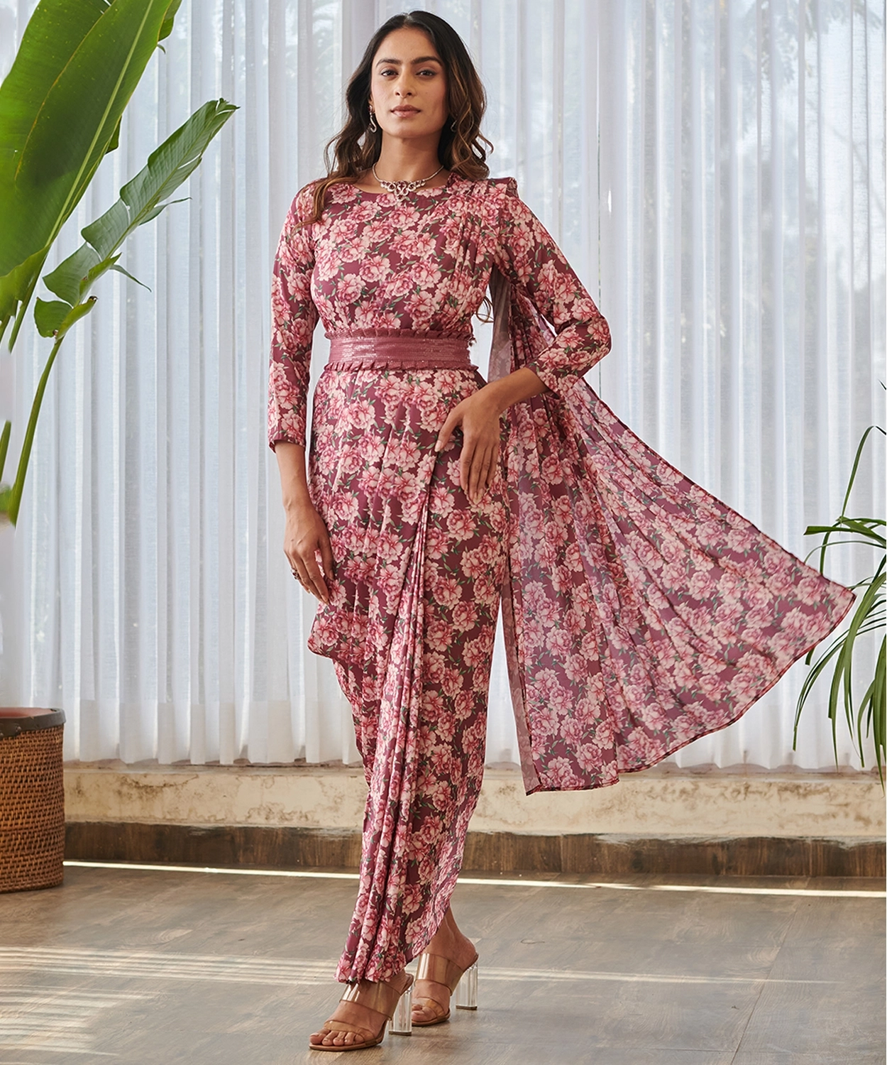 Burgundy Saree Dress