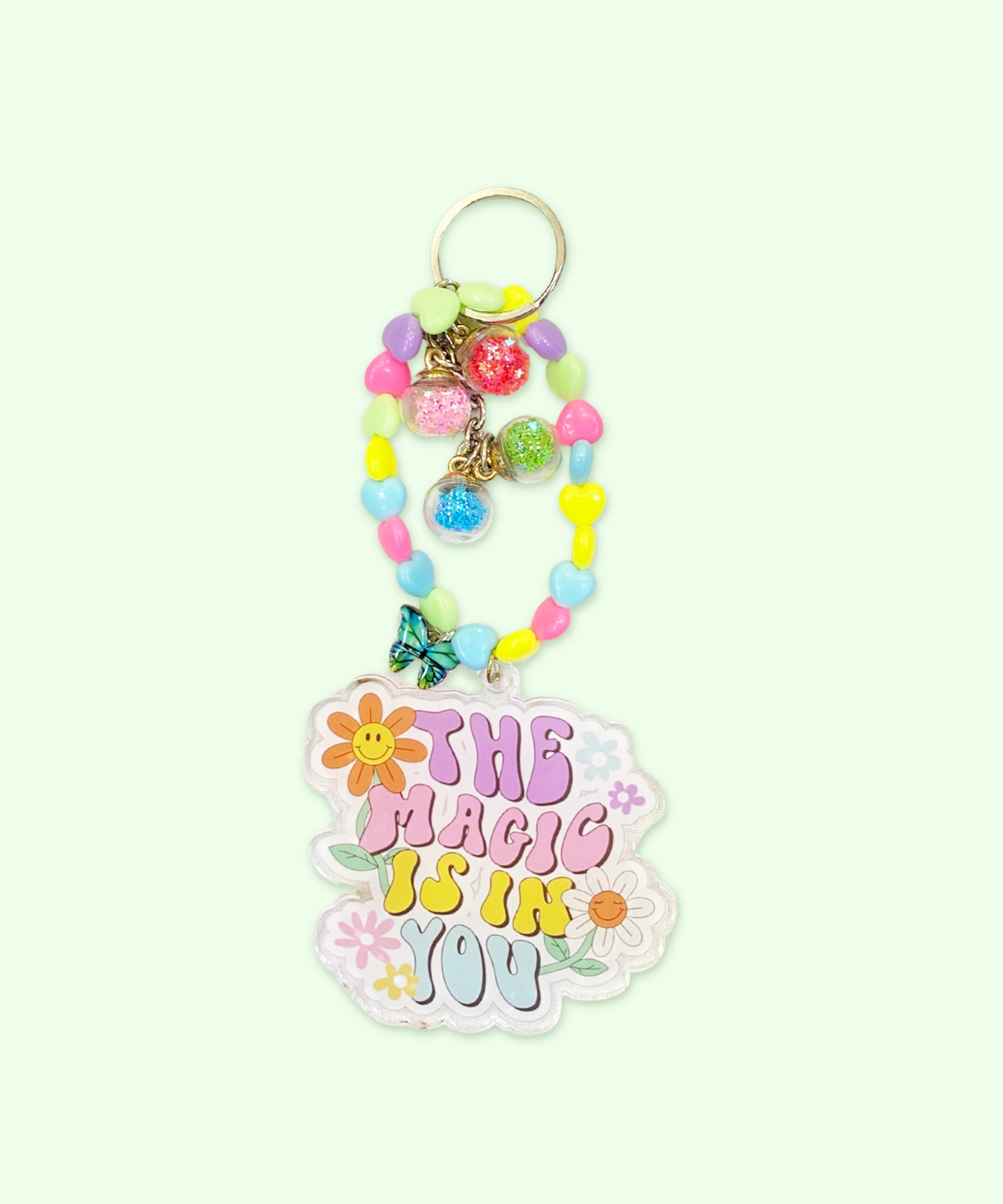The Magic Is In You Retro Floral Keychain