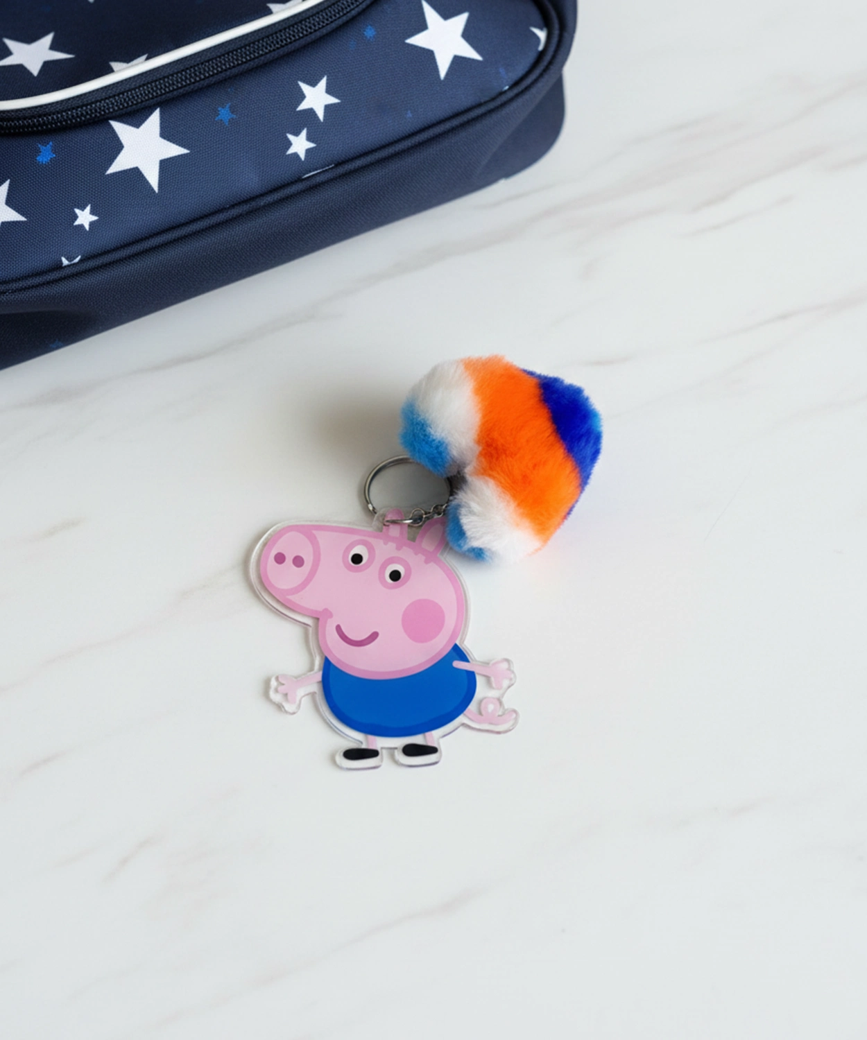 Peppa Pig Fluffy Heart Charm Keychain