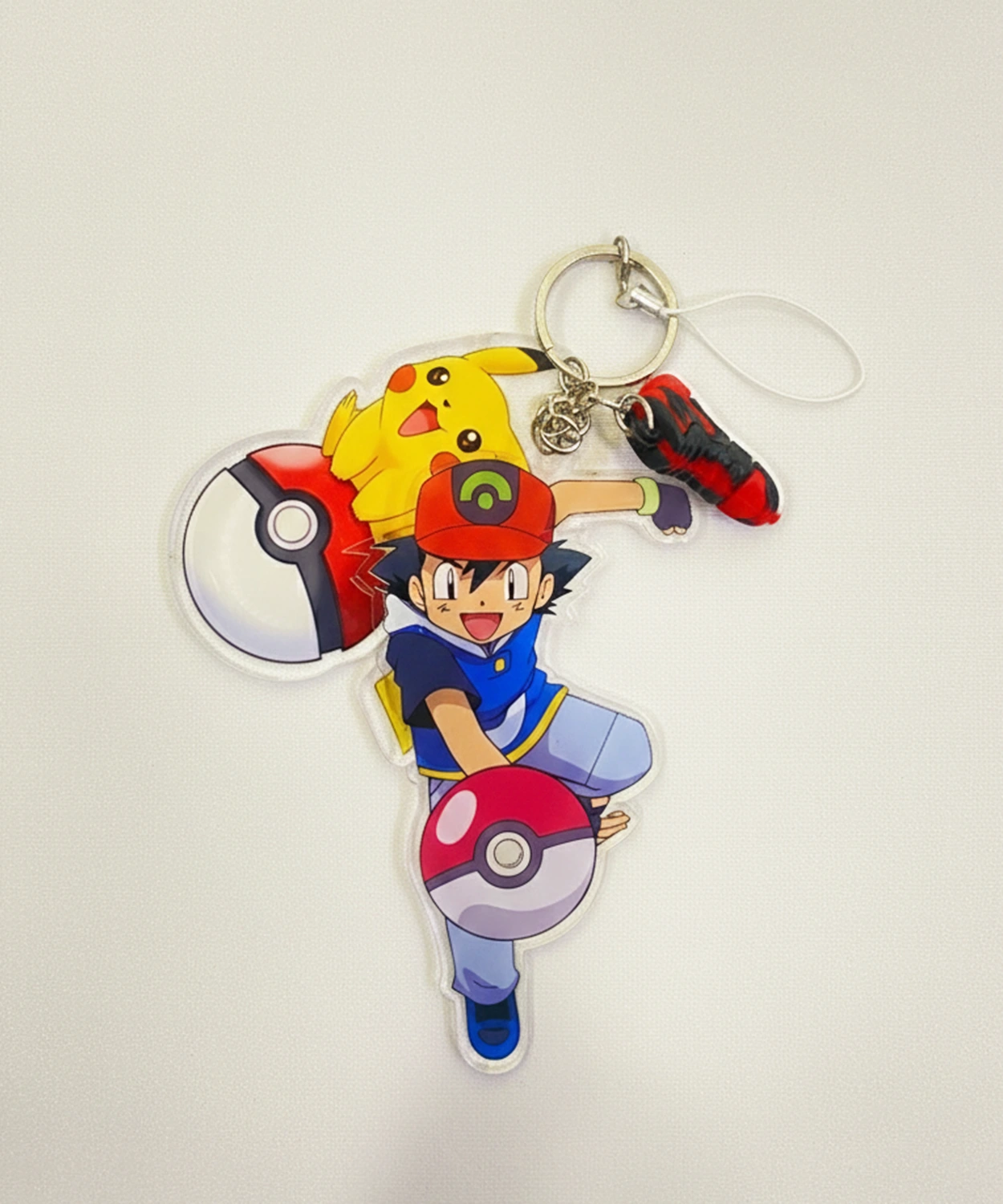 Ash, Pikachu, and Pokeball Action Keychain
