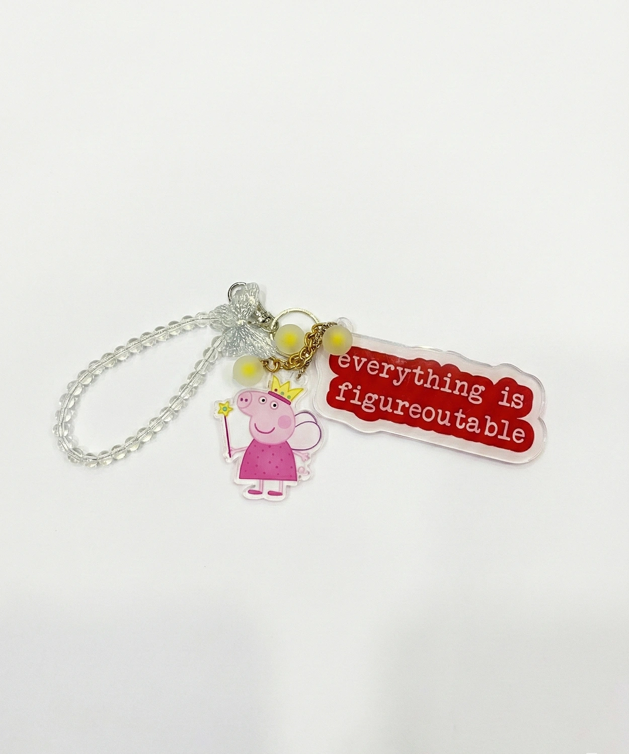 Peppa Pig Charm Pearl Keychain
