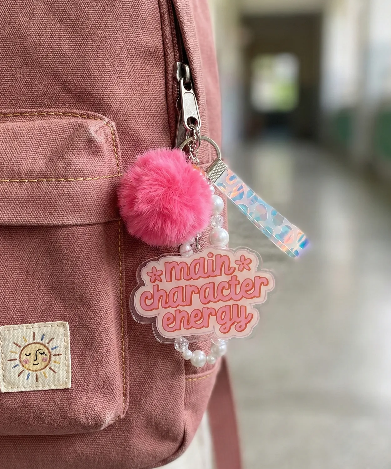"Main Character Energy" Pink Fluff Keychain