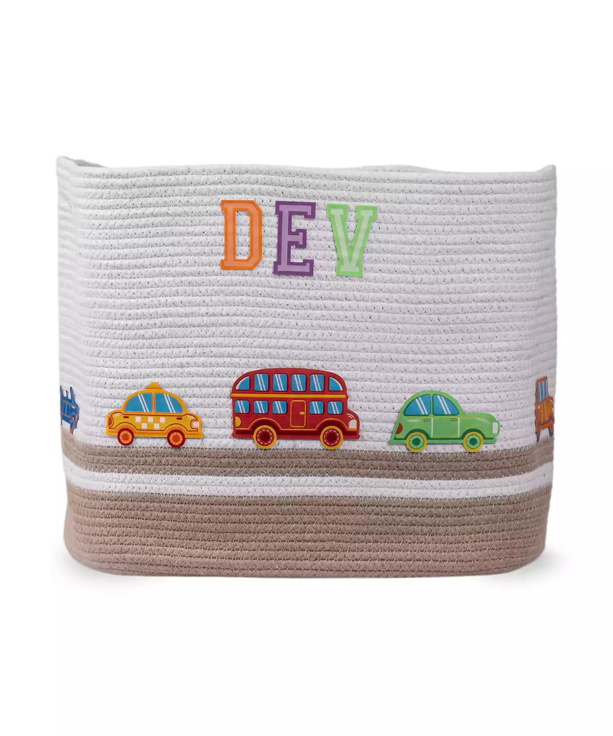 Cotton Rope Transport Trail Large Rectangular Beige Toy Storage Basket with lid