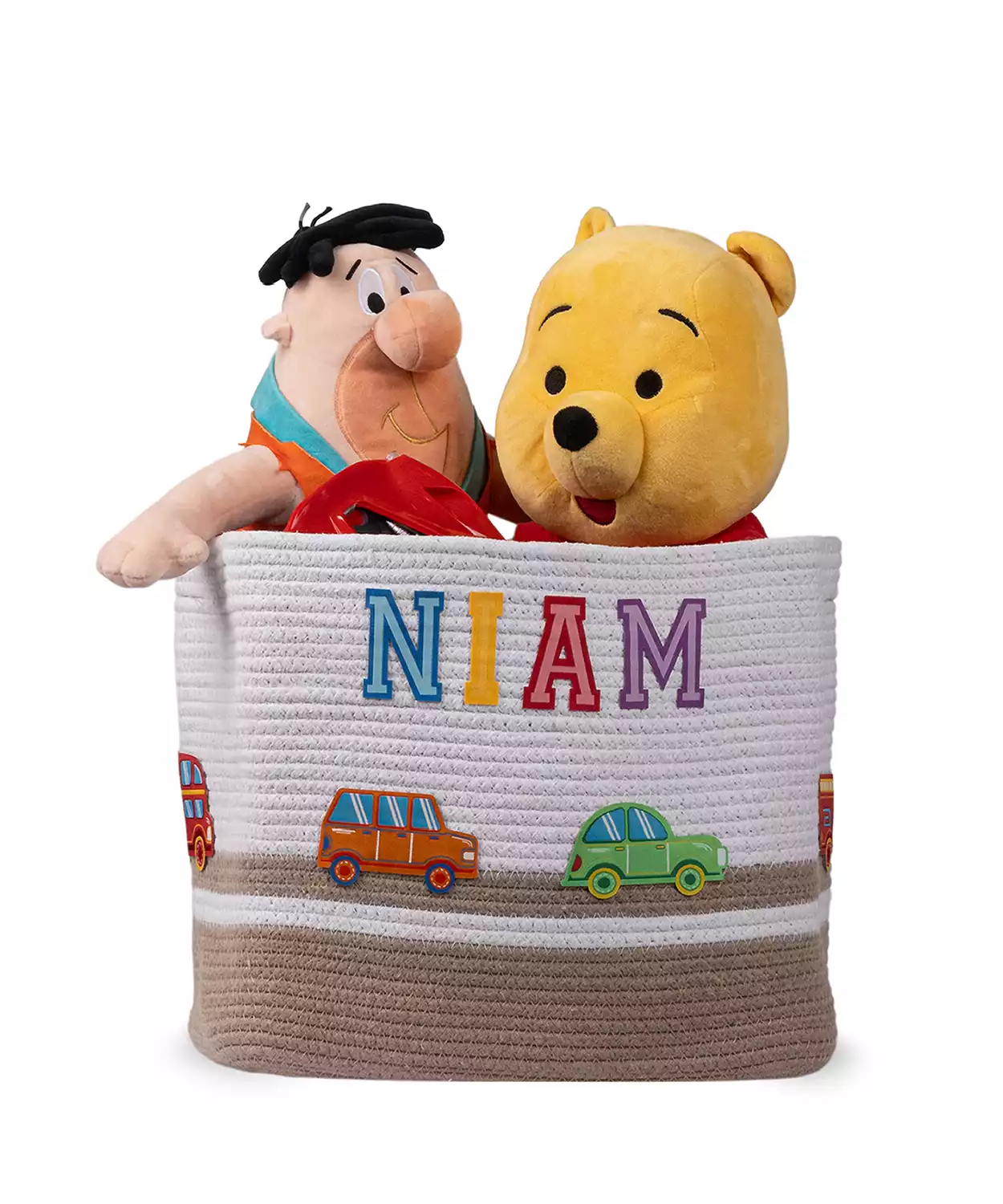 Cotton Rope Transport Trail Medium Rectangular Beige Toy Storage Basket with lid