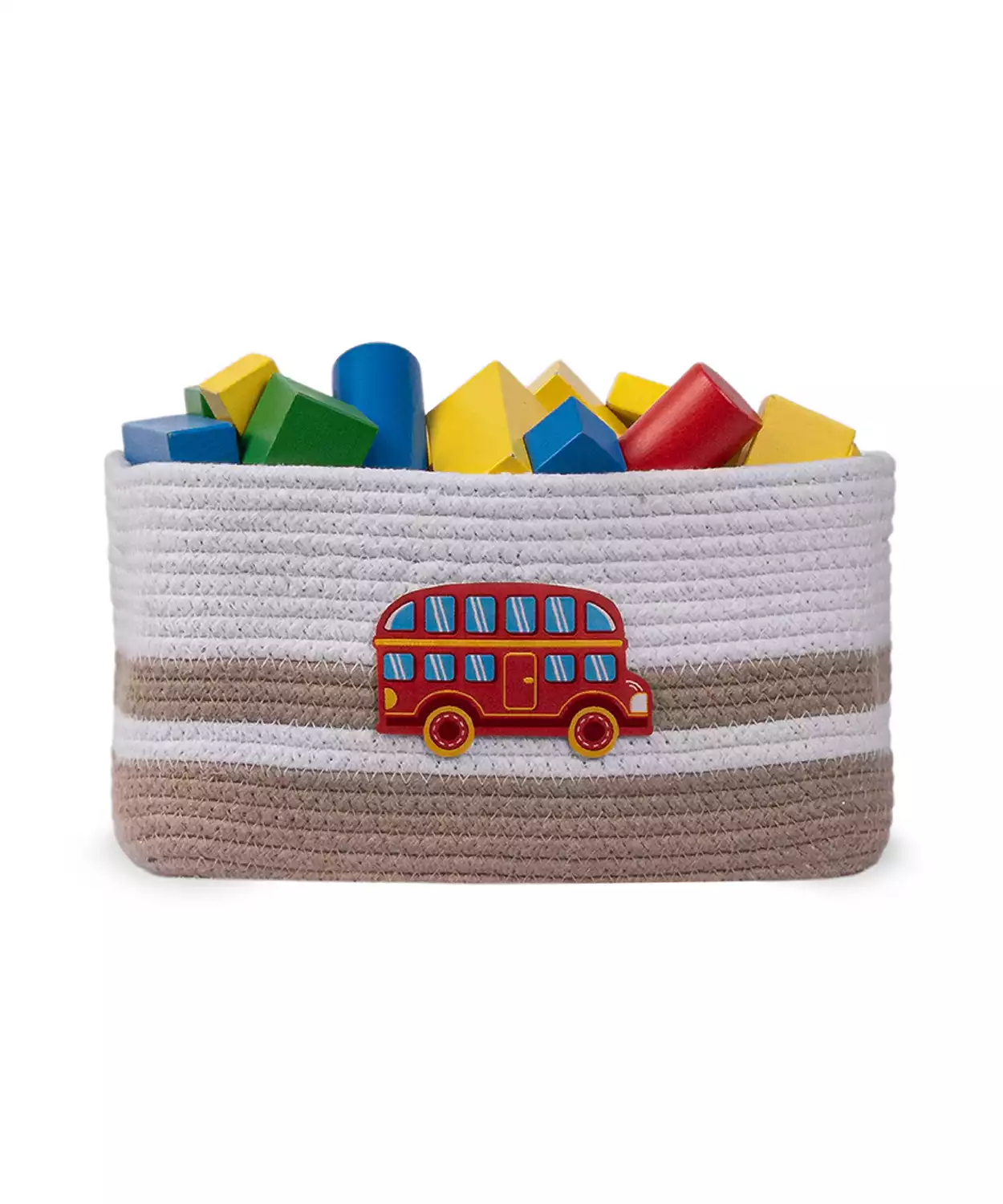 Cotton Rope Transport Trail Small Rectangular Beige Toy Storage Basket