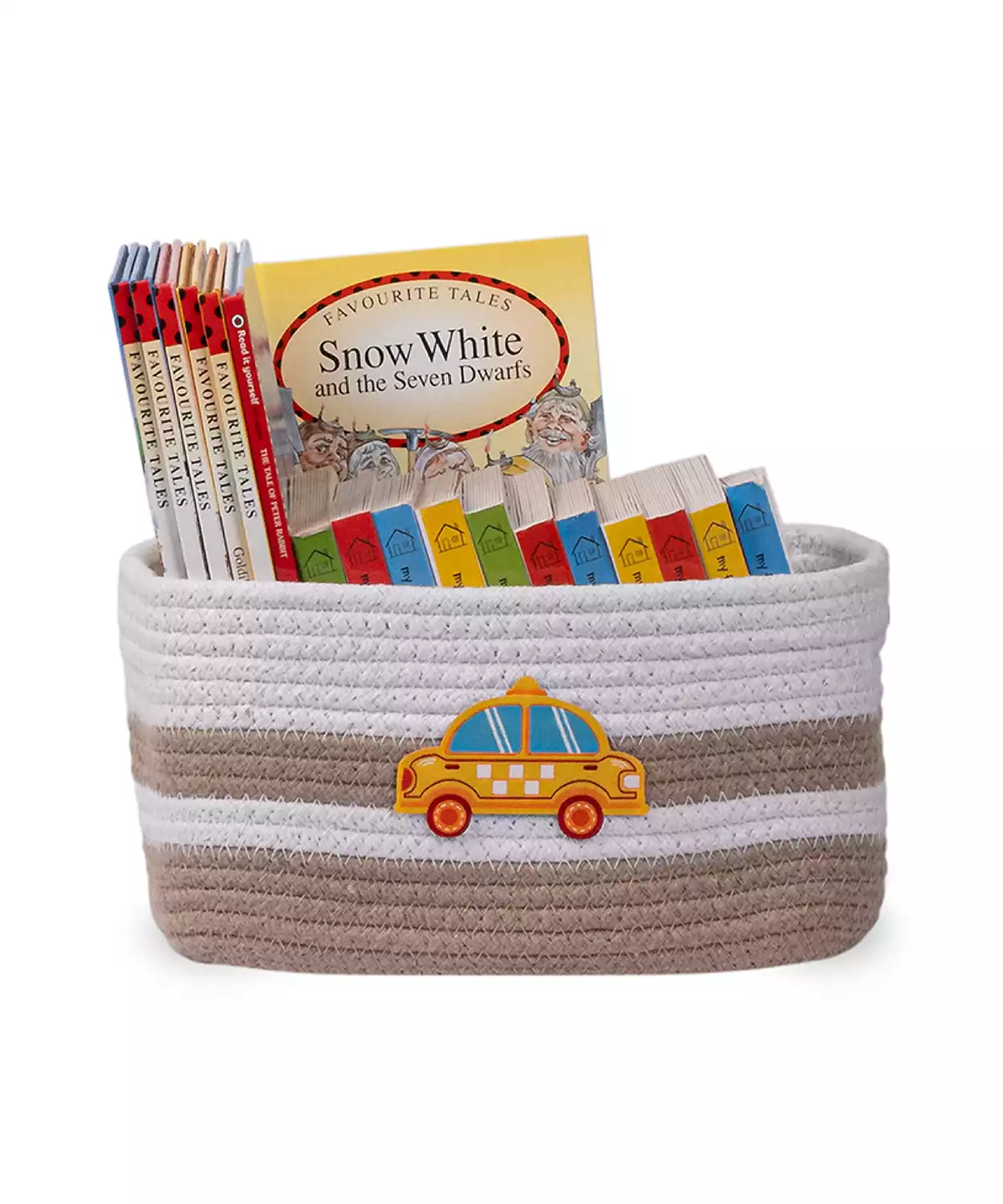 Cotton Rope Transport Trail Extra-Small Rectangular Beige Toy Storage Basket