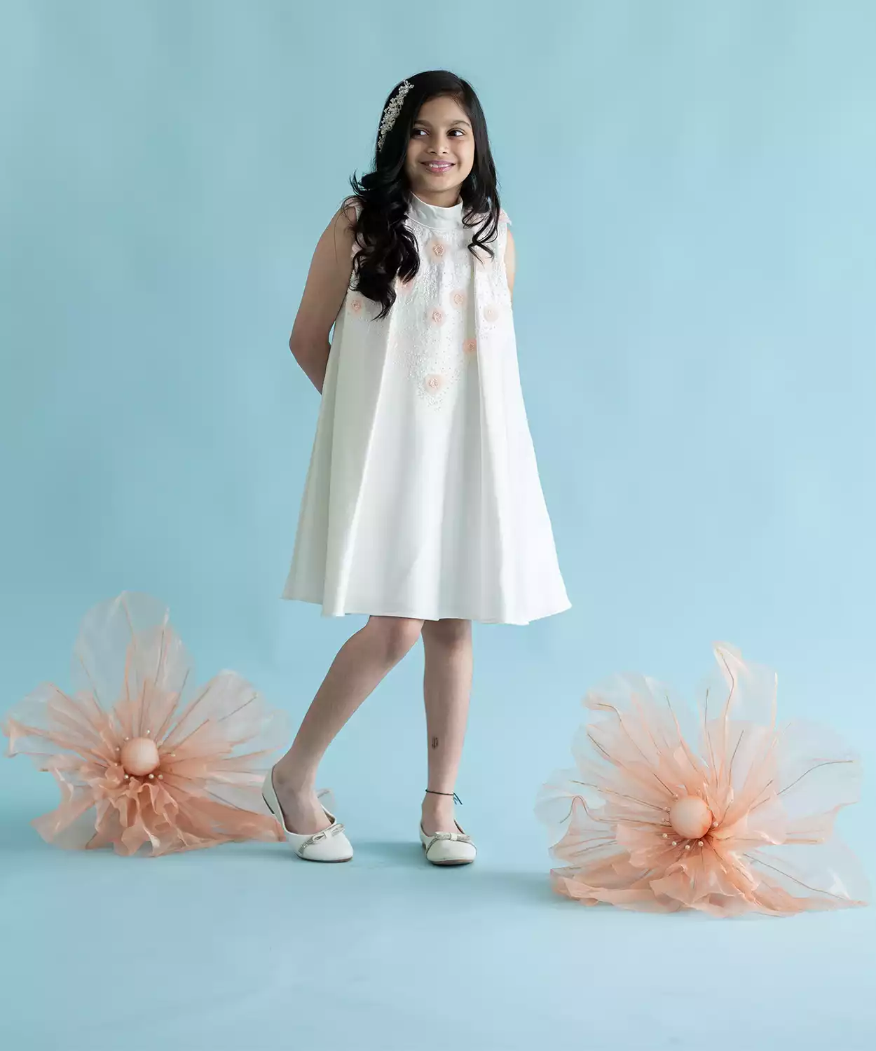 Snow & Peach Delight Dress