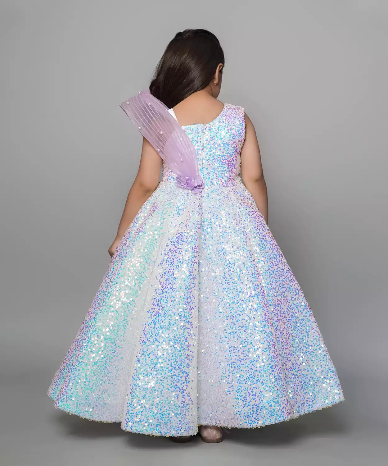 Sequin Gown With Handmade Flowers