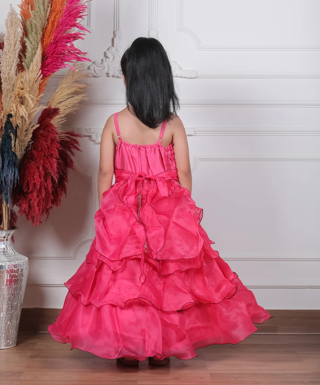 Organza Gown With A Stylish Black Bow
