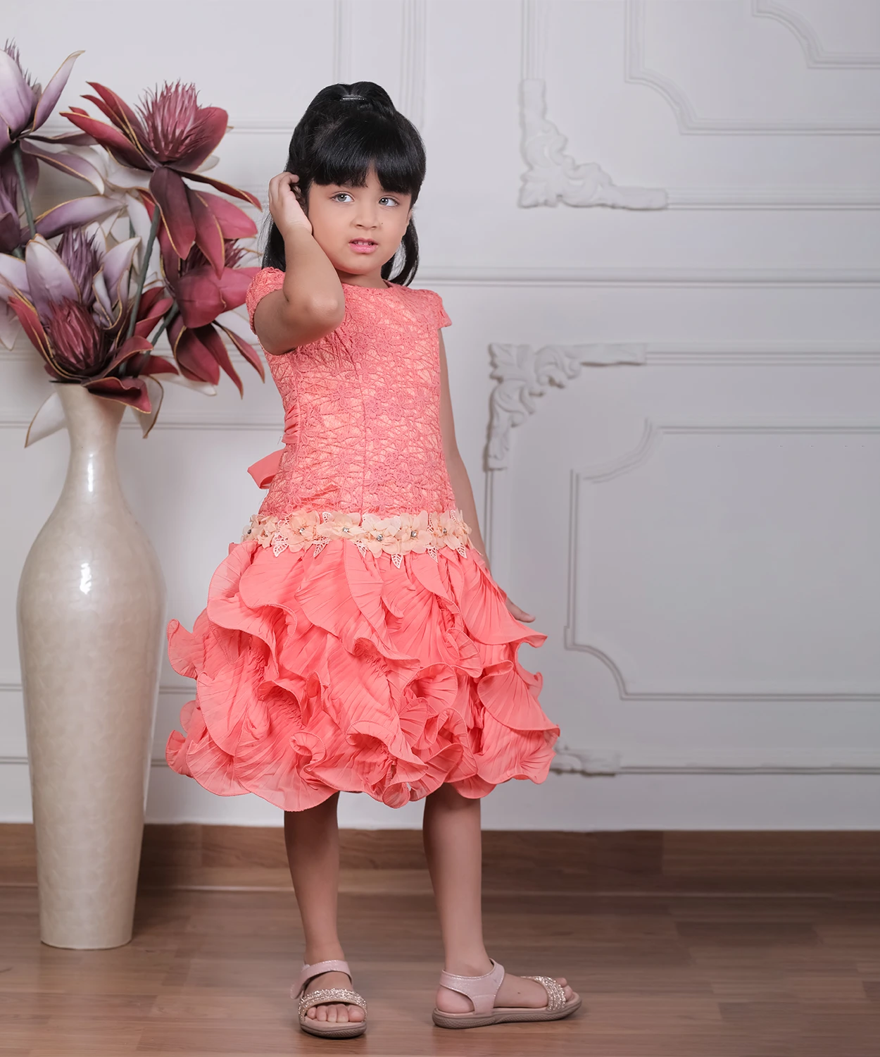 Orange Dress Is Crafted By Lace Fabric