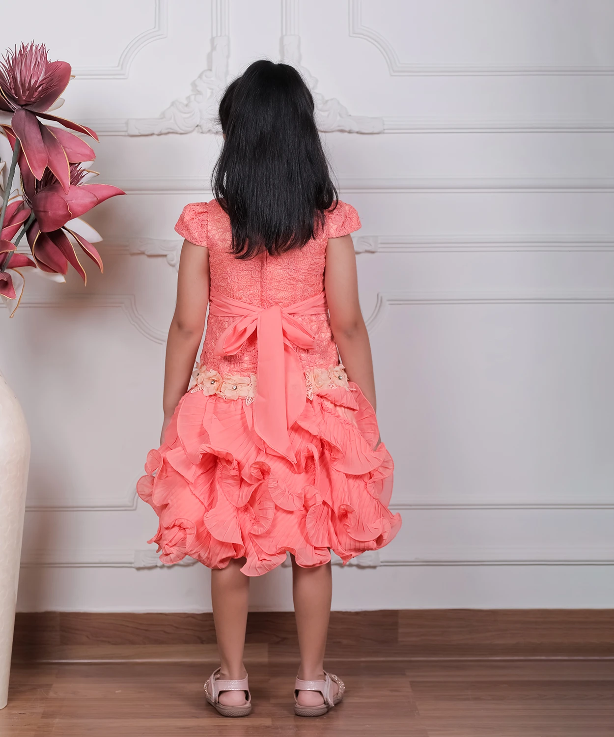 Orange Dress Is Crafted By Lace Fabric