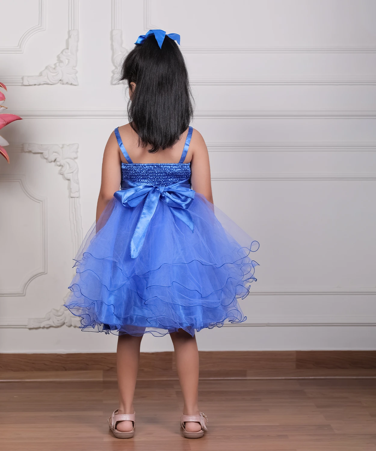 Net Dress With Flare And Silver Embellished