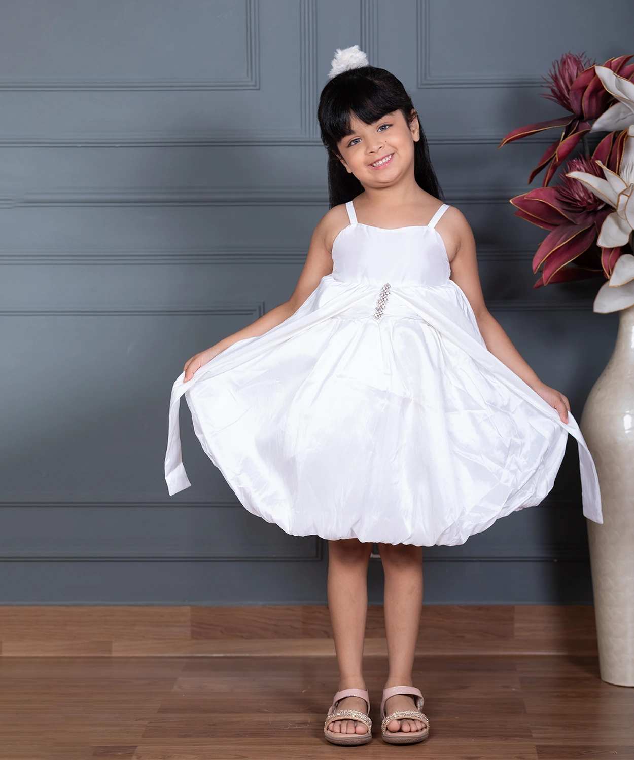 Satin Silk White Dress