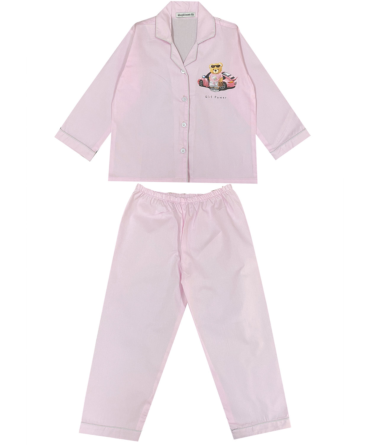 Girl Power Print Long Sleeve Kids Night Suit