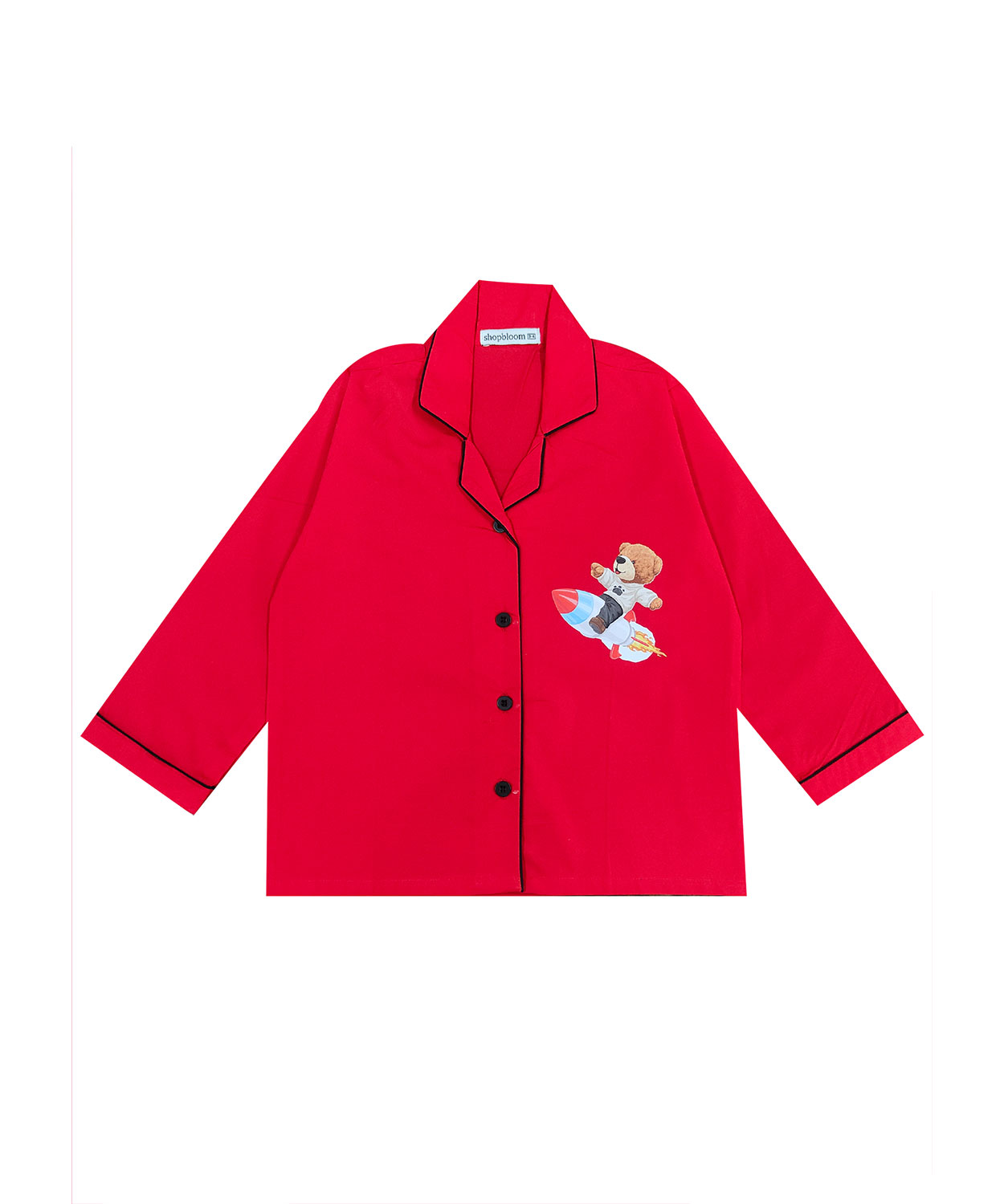 Teddy On Rocket Long Sleeve Kids Night Suit