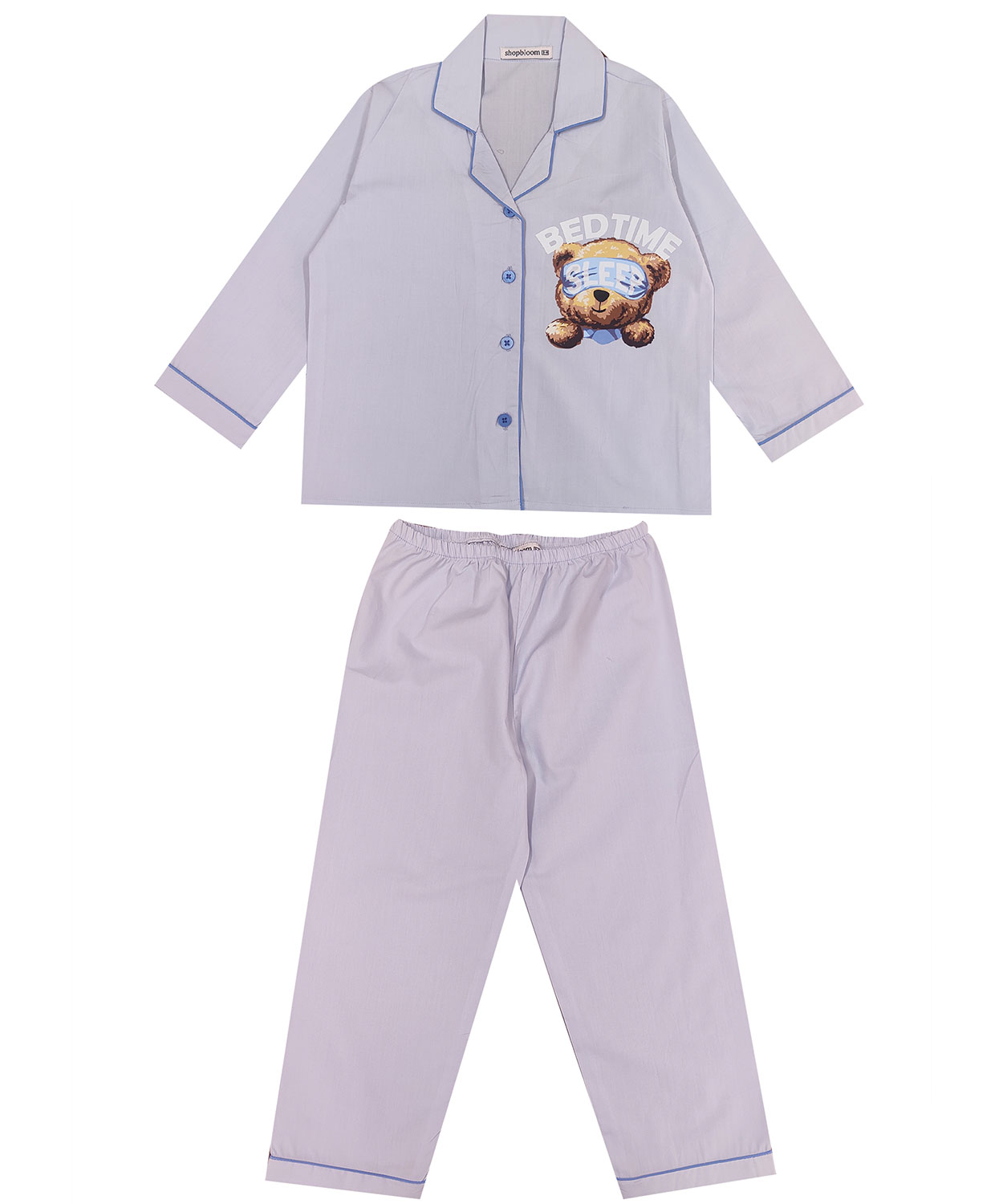 Sleep Time Blue Long Sleeve Kids Night Suit