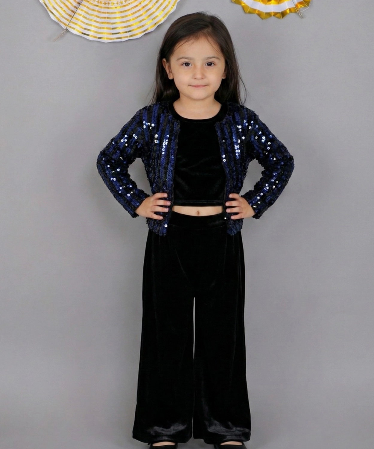 Razzle Dazzle Girls Navy Blue Jacket Bustier and Pant