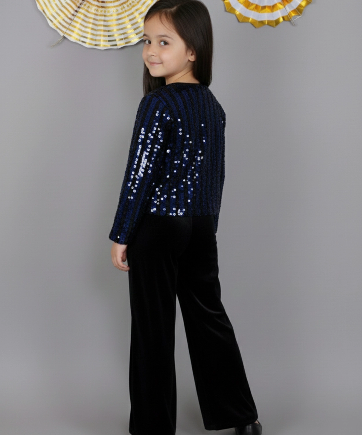 Razzle Dazzle Girls Navy Blue Jacket Bustier and Pant