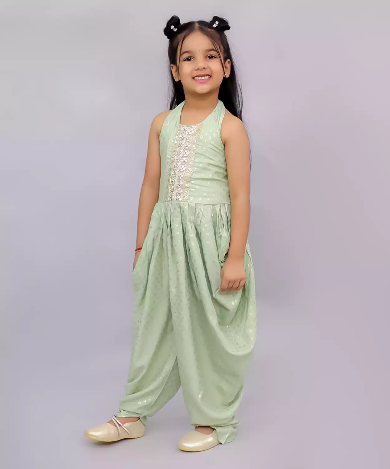 Fusion Fair Girls Green Dhoti Jumper