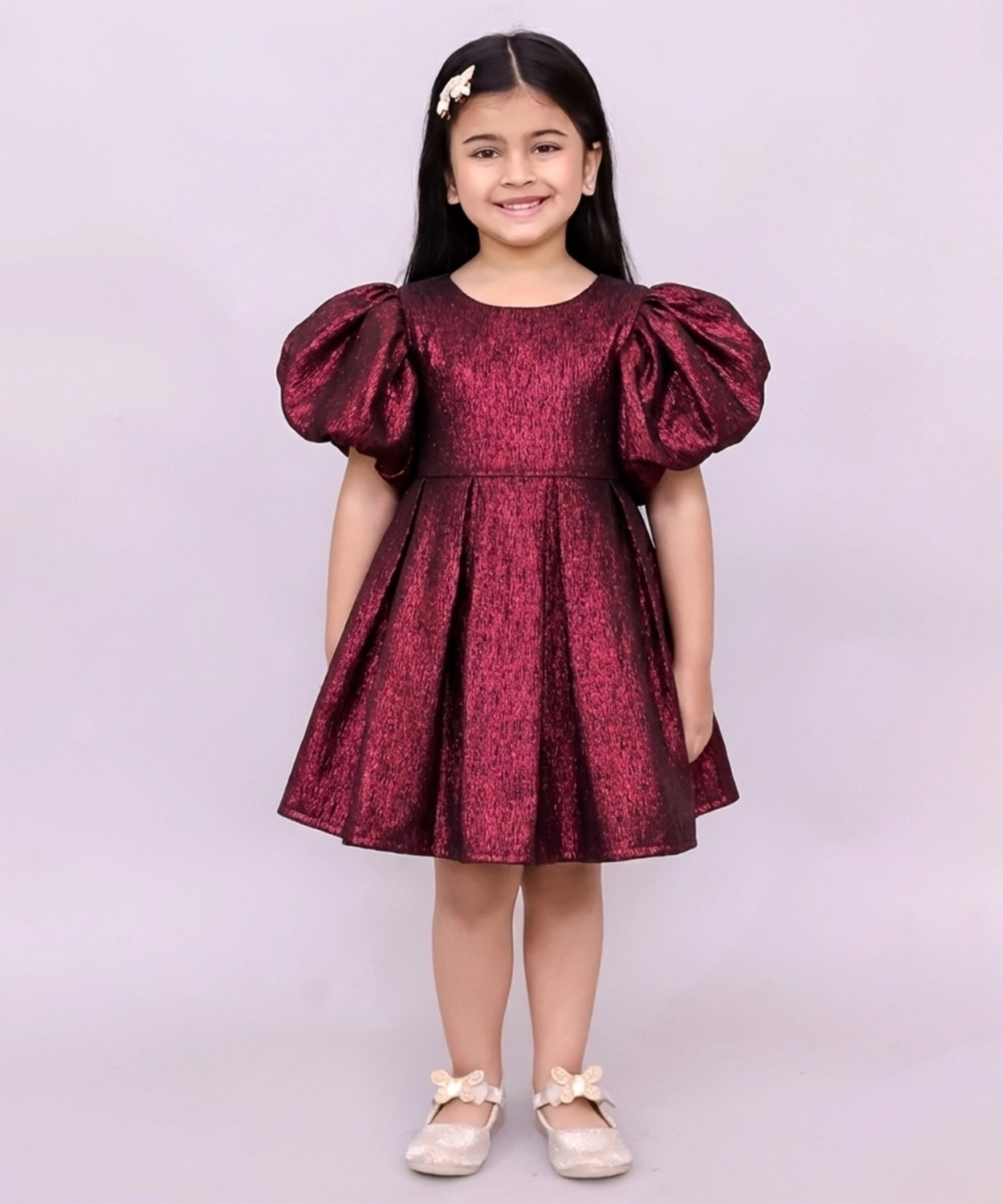 Glam up Girls Party Maroon Dress
