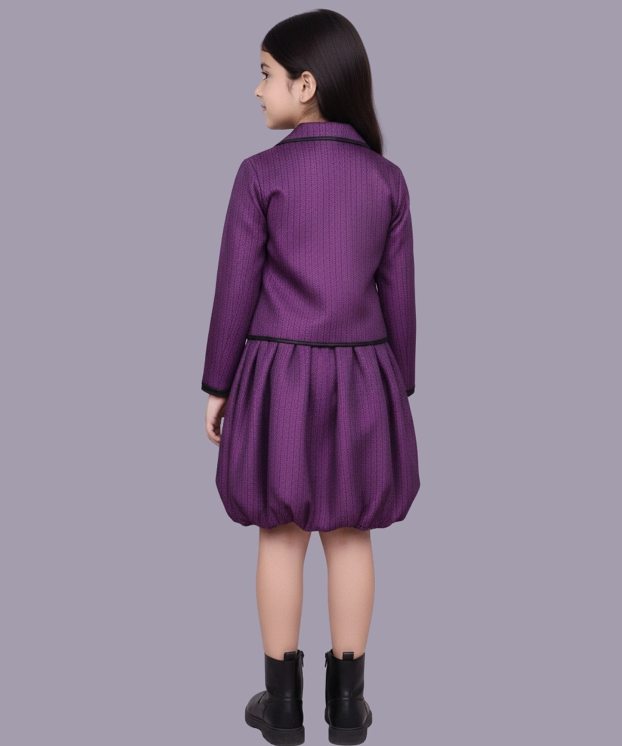 Glam up Girls Party Violet Jacket and Skirt with Top