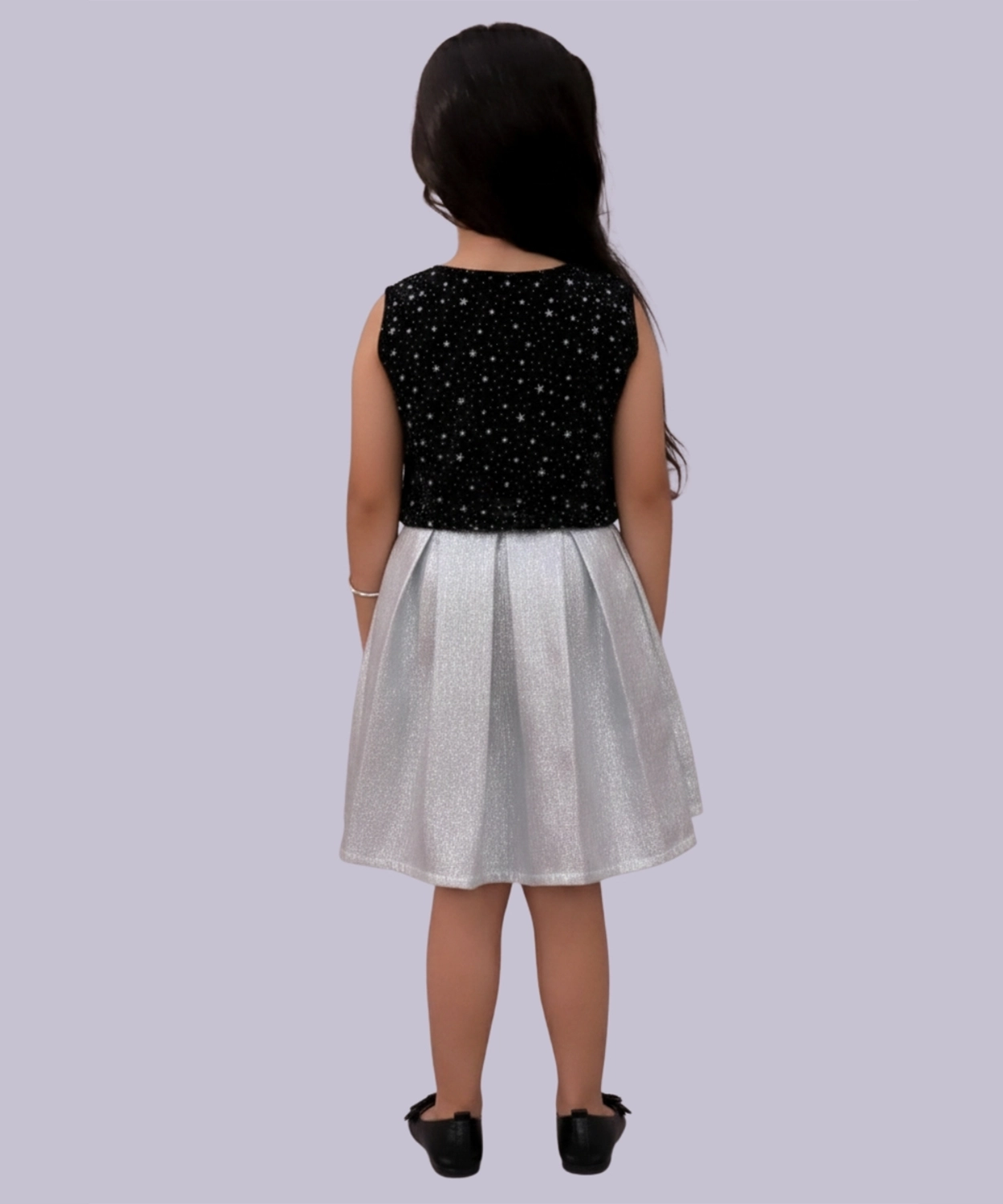 Glam up Girls Party Black Top and White Skirt